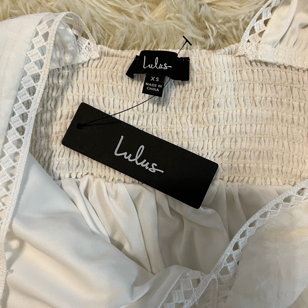 Lulu’s Sunny Desires White Long Sleeve Mini Babydoll Dress || NWT - Picture 6 of 6